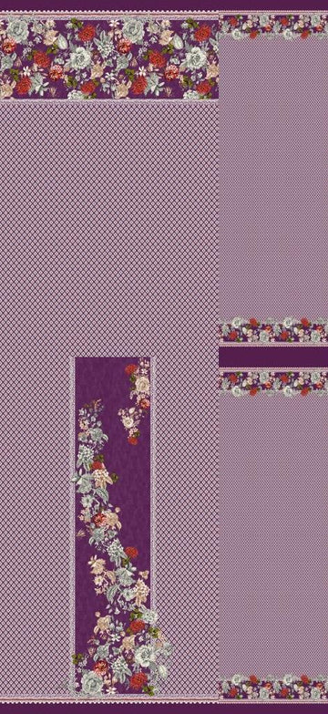 Royal Plum Floral Elegance: Premium Digital Fabric Design