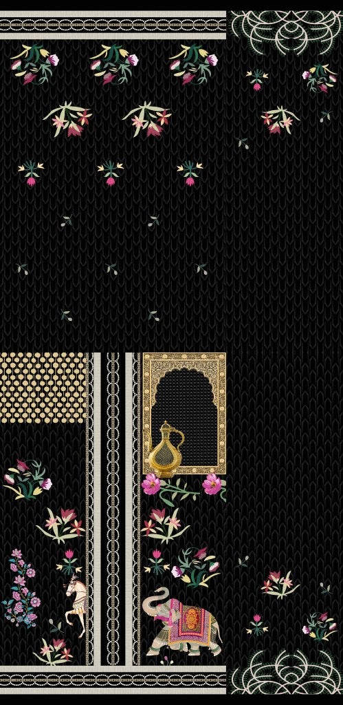 Women’s Designer Digital Print Unstitched Coord Set Fabric | Ethnic Motif Placement Print | Premium Fashion Fabric