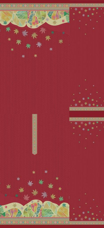 Crimson Festive Leaf Art: Premium Digital Fabric Design