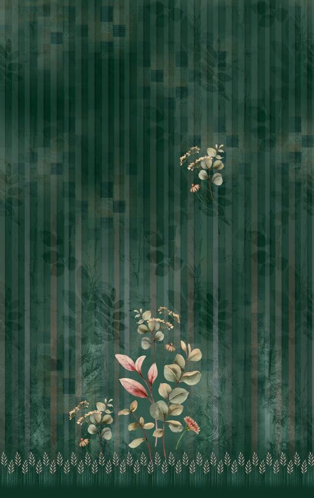 Botanical Forest Emerald: Premium Digital Print with Geometric Accents