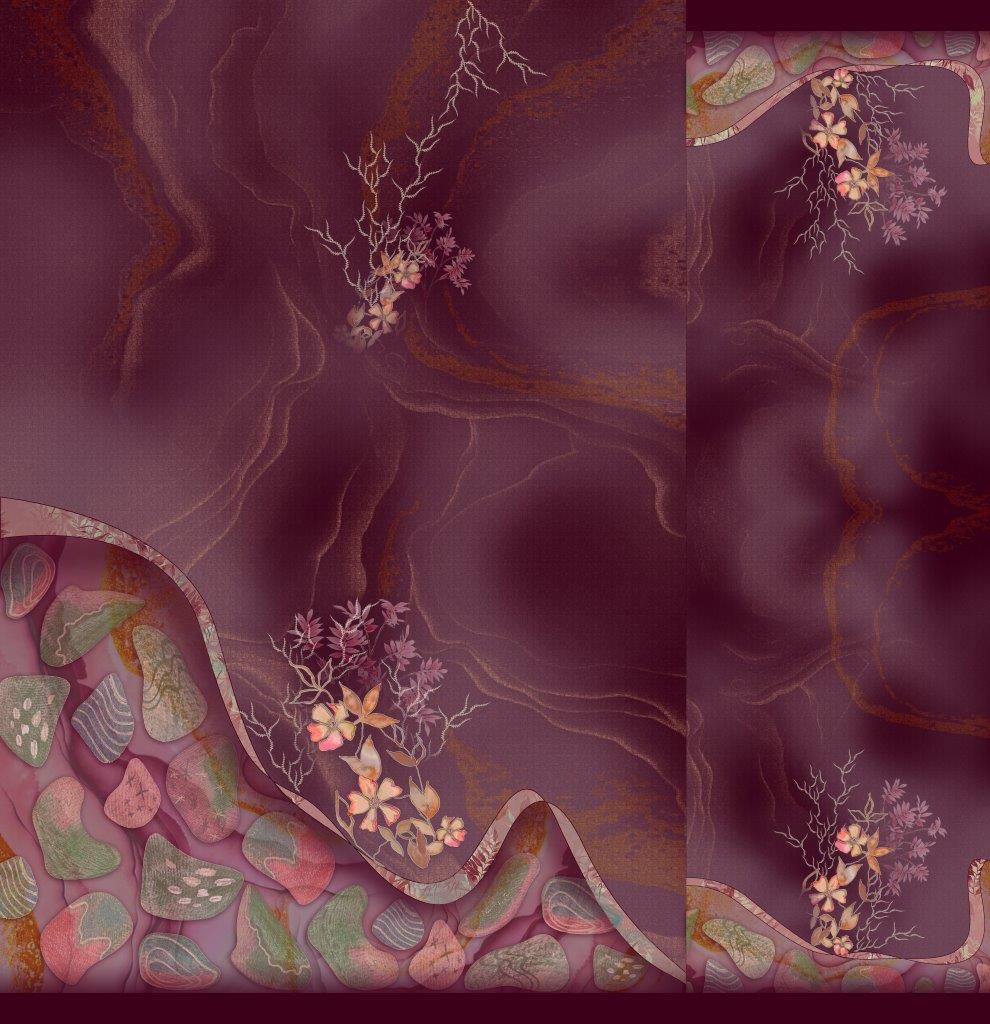 Maroon Marble & Pebble Fusion: Exclusive Digital Print by Heer Fashion
