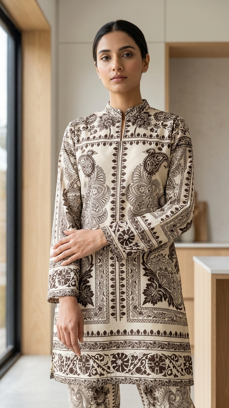 Women’s Paisley Print Unstitched Coord Set Fabric | Premium Digital Print