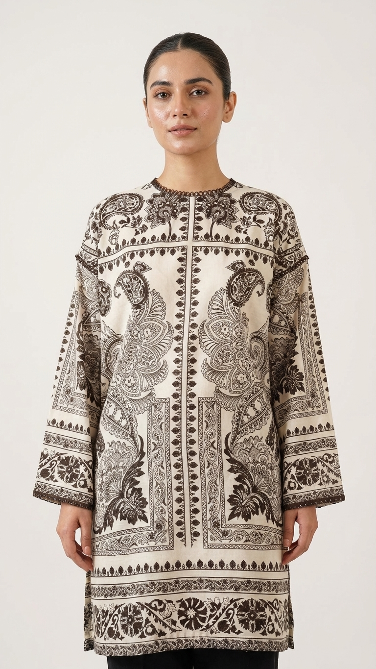 Women’s Paisley Print Unstitched Coord Set Fabric | Premium Digital Print